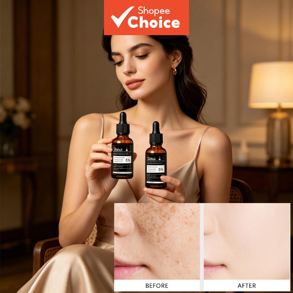 Teosheli Soro Clareador de Niacinamida, Vitamina C & Alfa-Arbutina, Cuidado Facial para Resiliência da Pele e Correção