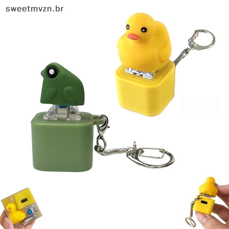 sweetmvzn Chaveiro Sapo Brinquedo Fidget Com LED Recarregável Croking Luz Diversão Novidade Saco Charme Para Estudantes