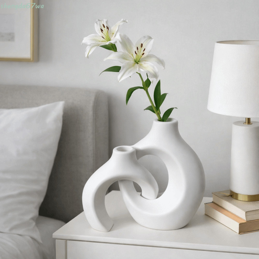 SHENGDA 2 Peças/Par Vaso De Cerâmica De Imitação , Vasos De Flores Minimalistas Removíveis , Conjunto De Moderno De Plás