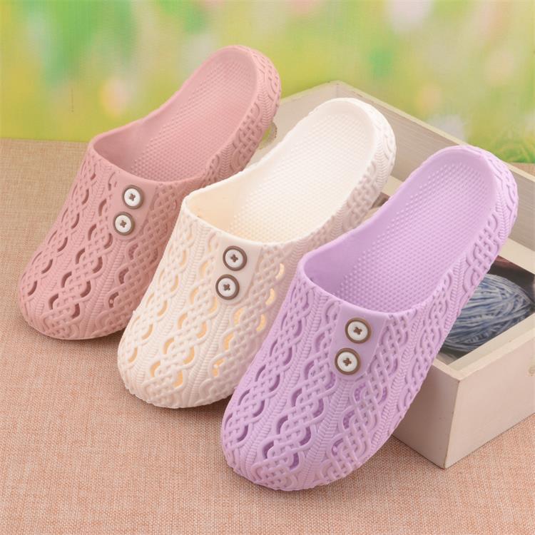 Baotou sandálias chinelos femininos desgaste exterior meio suporte sola plana antiderrapante respirável buraco sapatos