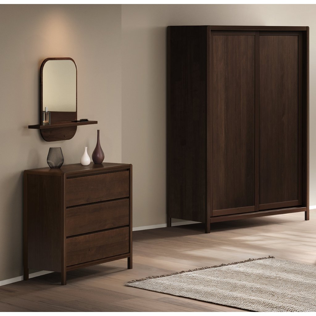 Cômoda para Quarto 3 Gavetas Modena Marrom/Capuccino