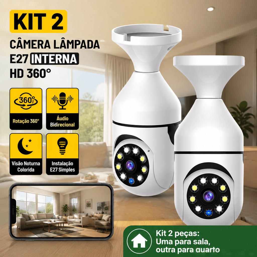 1/2/3 Unidades Lâmpada De Câmera 360 ° WiFi E27 Full HD 1080P , Vigilância Inteligente Para Segurança Doméstica