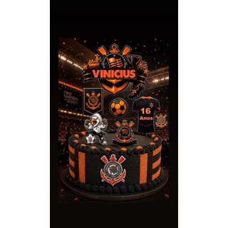 Topo de bolo Topper de aniversário Corinthians Timão