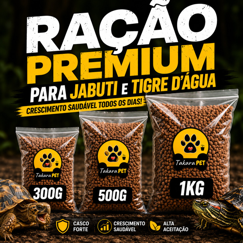 Alimento para Tartaruga Jabuti e Tigre Dagua ou Reptéis em Geral 300gr, 500gr e 1kg