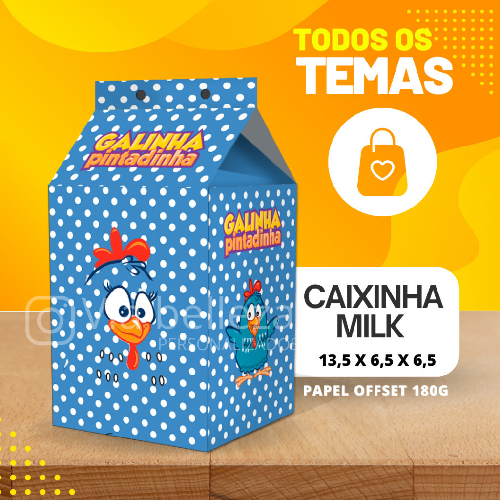 10 caixinhas milk personalizada galinha pintadinha fazemos qualquer tema