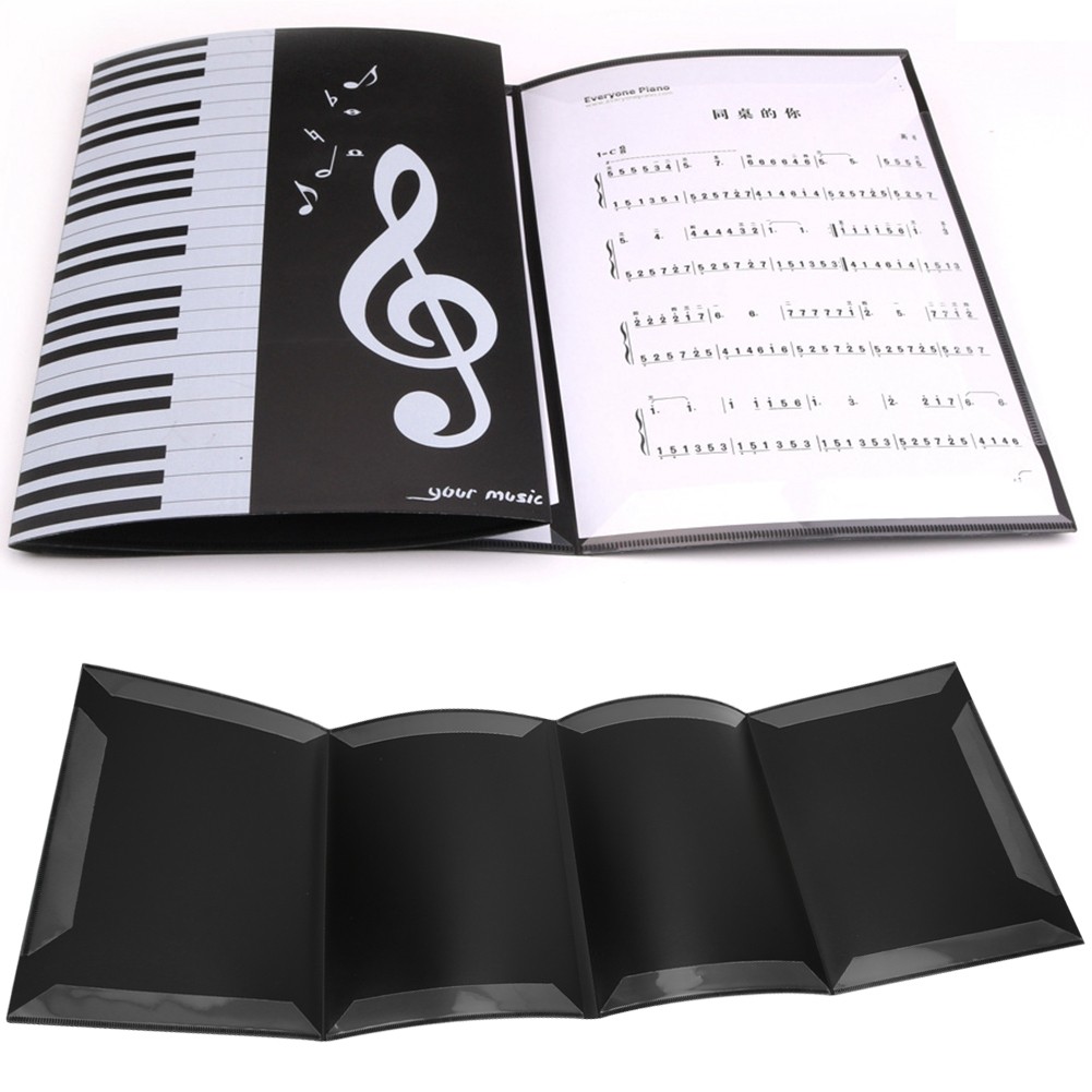 Pasta de partituras musicais Vistreck tamanho A4 - armazenamento de piano de 4 páginas para músicos