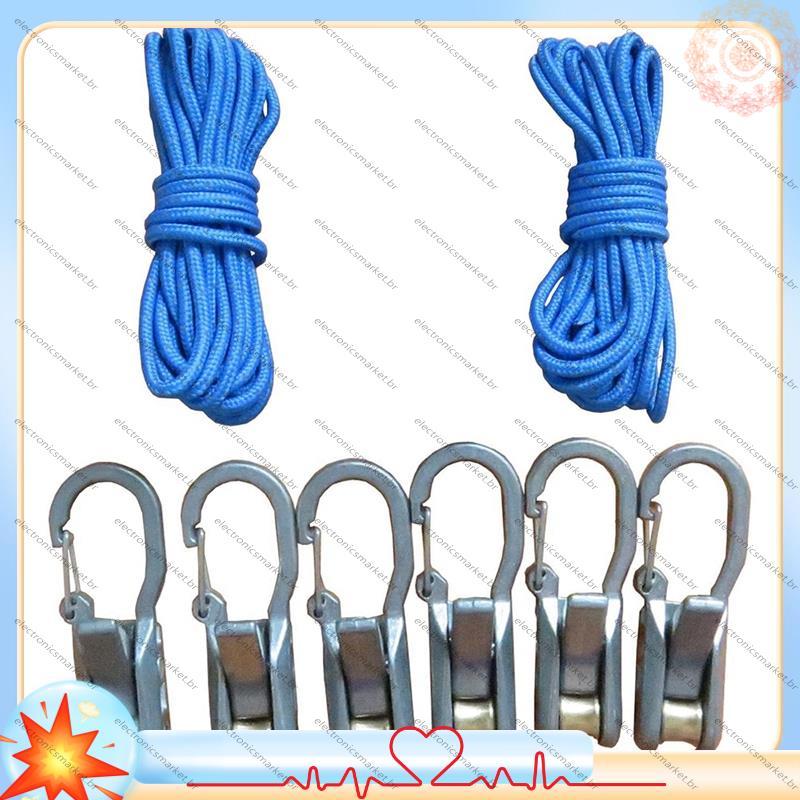 [Em Vendas E] Corda Com Tensor De Rolo , Paracord Ajustável De 6 Pacotes , Ferramenta De Amarração Para Camping Passeios