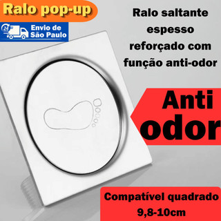 Ralo Pop-up Quadrado 9.8-10cm Aço 304 + Núcleo Latão Anti-odor Anti-entupimento Ralo Saltante