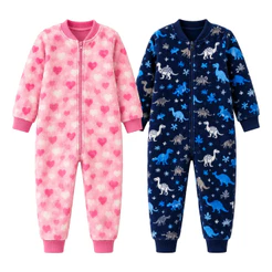 Macacão Infantil Manta Fleece Com Zíper Quentinho Pijama Inverno Menino Menina 2 4 6 8 Anos