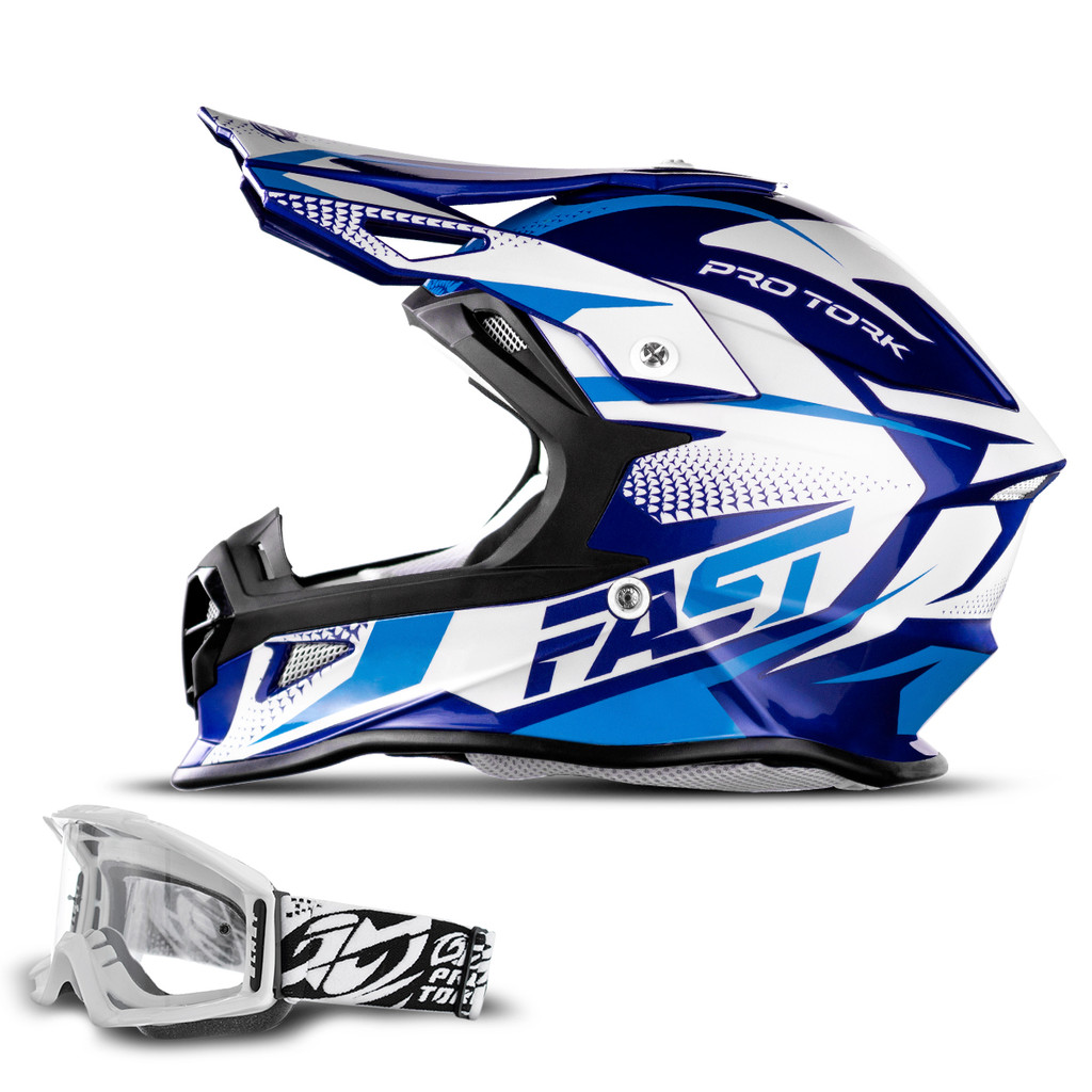 Capacete Trilha Motocross Off Road Fast Tech + Oculos Blast em Oferta na Shopee