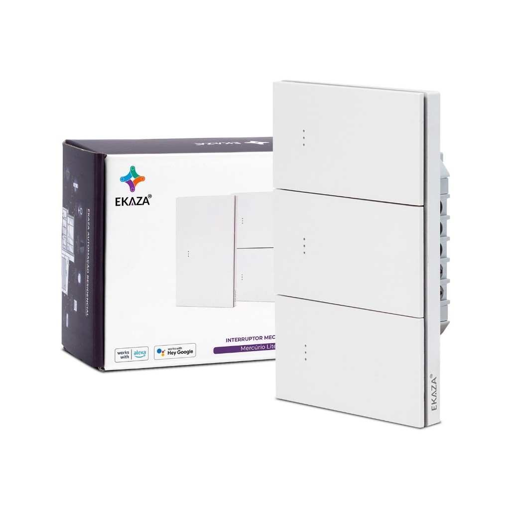 Interruptor Zigbee Inteligente Alexa 1, 2 e 3 Botões Branco Mercúrio Lite Tecla Física Tuya
