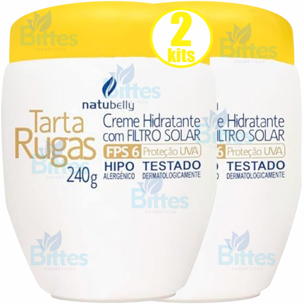 2 Creme Tarta Rugas Natubelly Cosméticos com Filtro Solar Hidratante