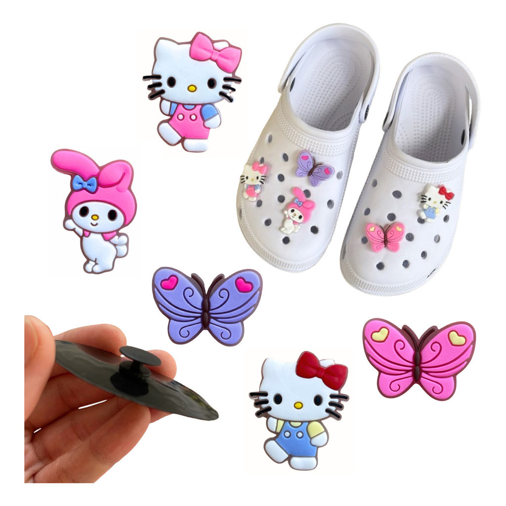 Pins Hello Kit My melody 6peças Variadas Enfeite Chinelo Babuche Botons