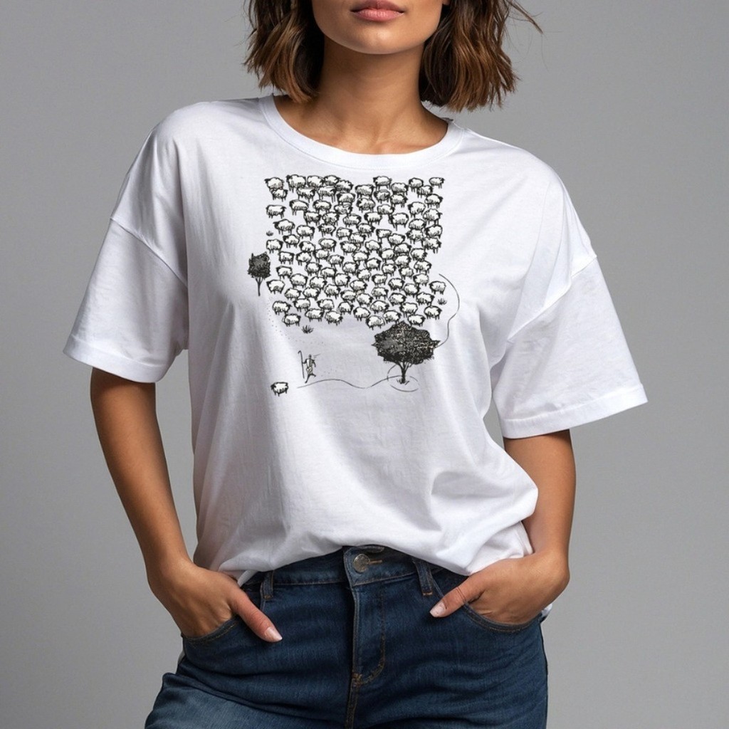 Camiseta Moda Evangélica - 100 Ovelhas - Jesus O Bom Pastor - 100% Algodão