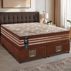 Cama Box Queen Colchão + Box 158x198x76 com Espuma Látex Robust Gel 220 Caramelo Cama inBox
