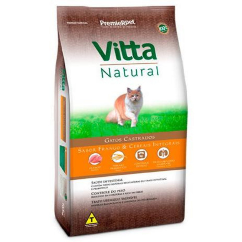 Ração PremieR Vitta Natural gatos adultos castrados frango & cereais integrais 3,0kg em Oferta na Shopee