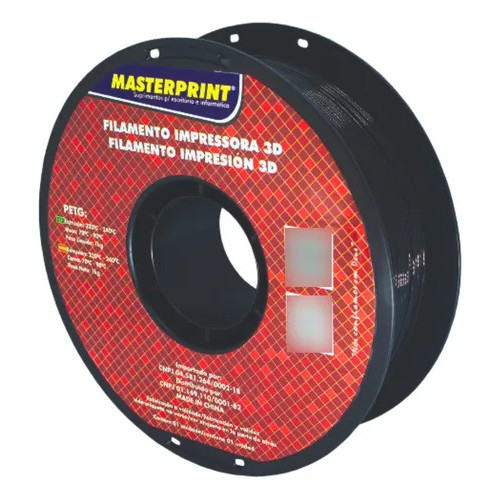FILAMENTO 3D - PETG PRETO - ROLO 1KG (1.75MM)