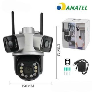 Câmera Segurança Externa 4K Wi-Fi 3 Lentes 180°, Zoom Ótico, IA Detecta Pessoa Animal , V…