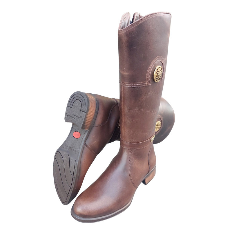 Bota Montaria Capelli 3007 - Fossil Café - Bico Redondo Couro Legítimo Conforto e Durabilidade