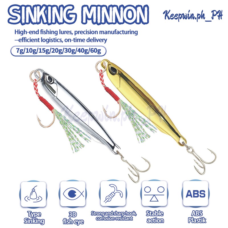 Isca Marítima Premium 7g/10g/15g/20g/30g/40g/60g-De Metal Flash Jigging Com Sistema De Gancho Afiado , Captura Eficaz De