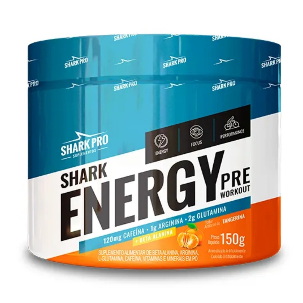 Pré Treino Shark Energy Pote 150g Sabor Tangerina Shark Pro em Oferta na Shopee
