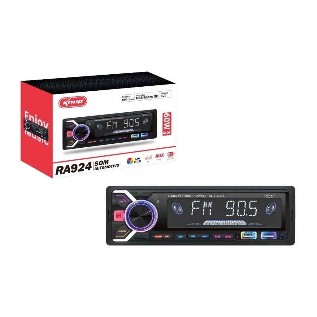 Som Automotivo Bluetooth Usb Aux Rádio Am/fm