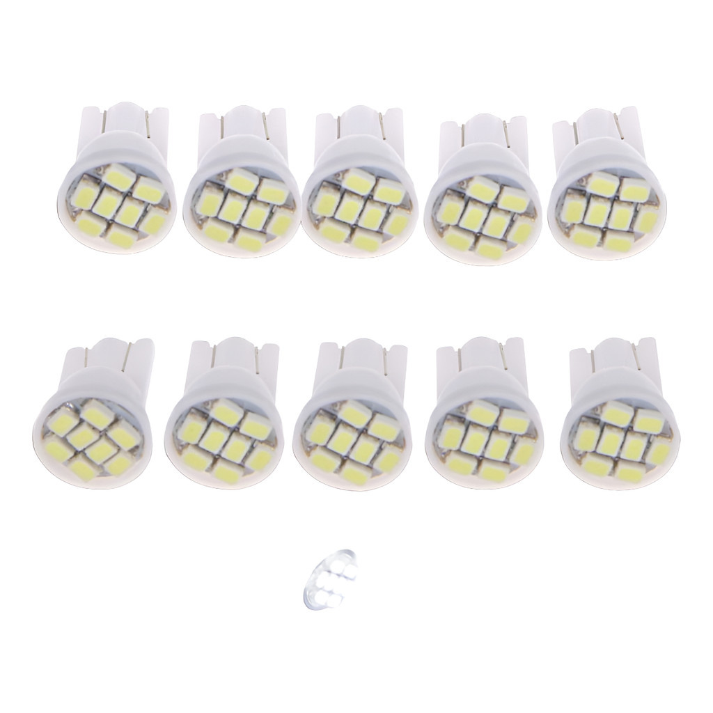 10x Lâmpada Led Pingão Automotivo T10 W5w Branco 8 Smd