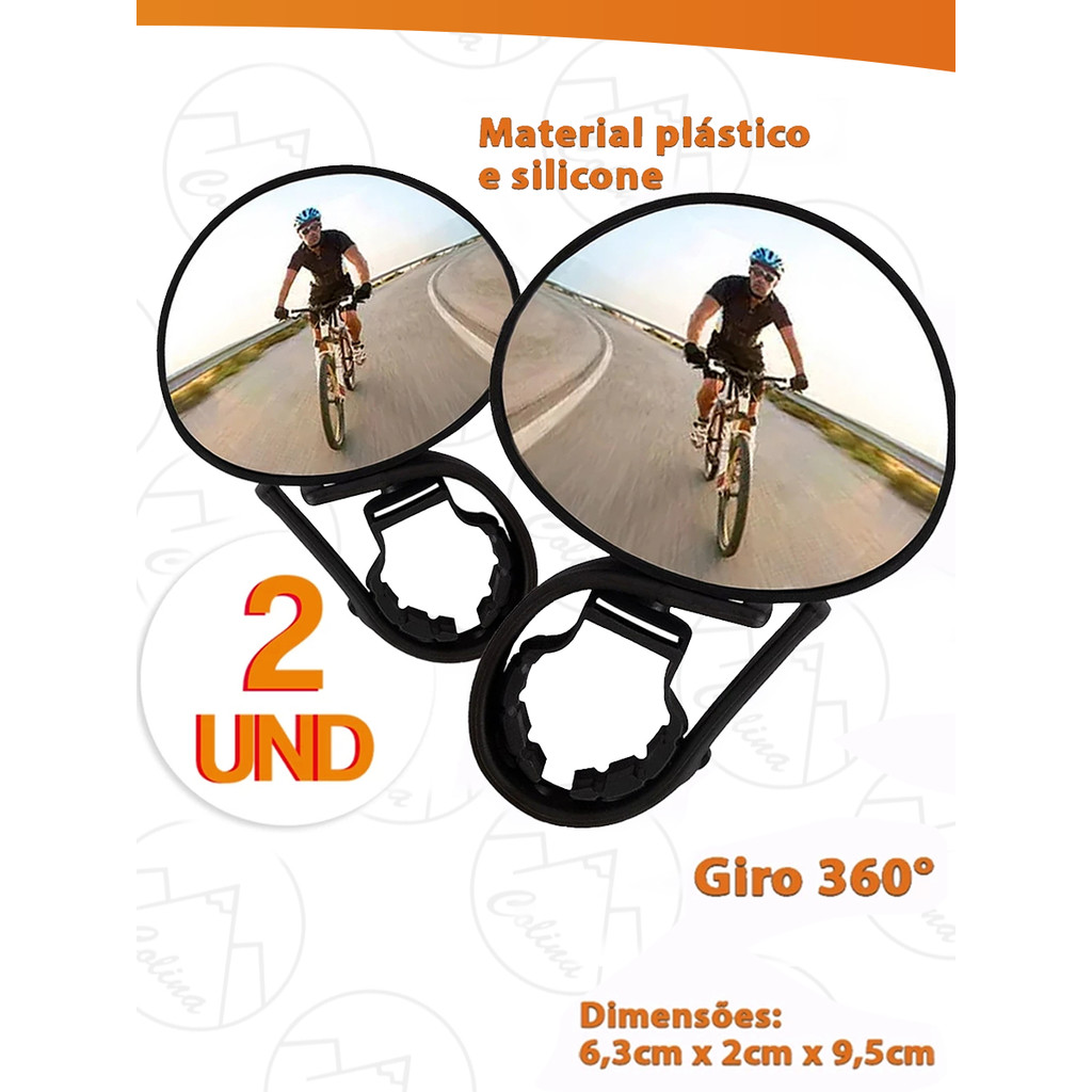 Kit 2 Espelho Retrovisor Para Bicicleta Bike Plástico Silicone 6,3CM X 2CM X 9,5CM Nano Shop