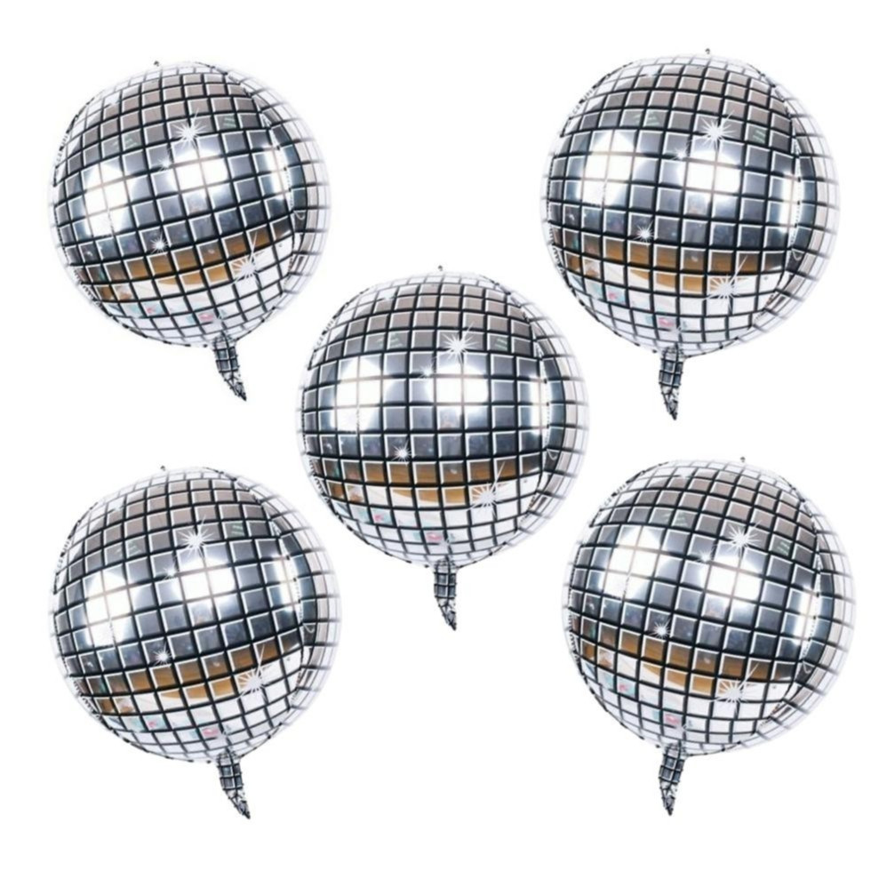 Kit c/10 Balão Globo Metalizado Mini Discoteca Anos 80/90 4D 10"Polegadas