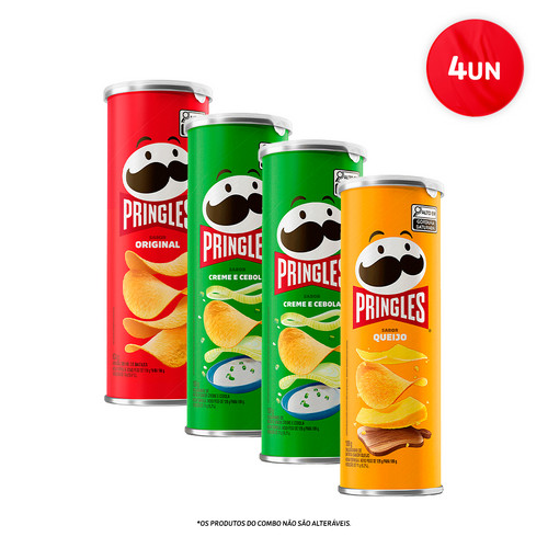 Combo Pringles Creme e Cebola 2 unid + Pringles Original 1 unid + Pringles Queijo 1 unid em Oferta na Shopee