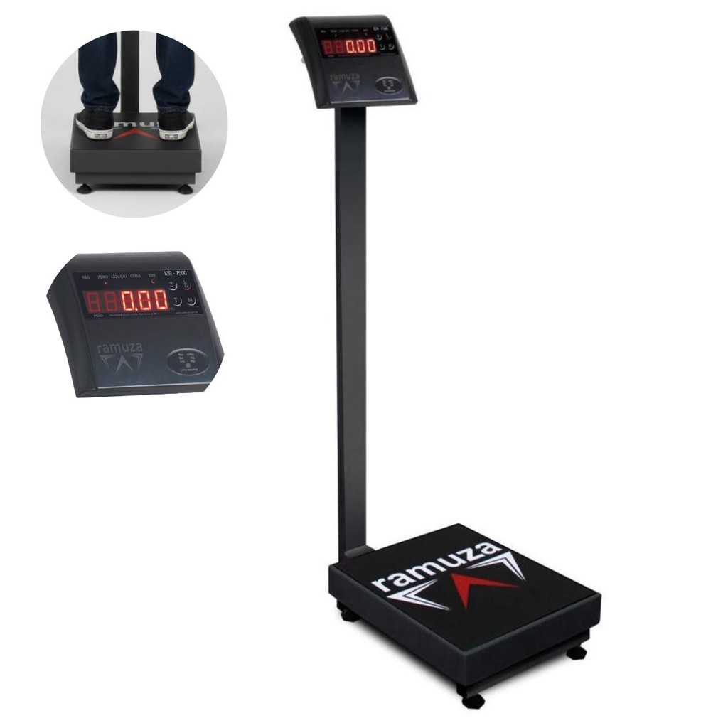 Balança Preta Digital Para Academia Slim Fitness Dp 200 Kg Bivolt Ramuza
