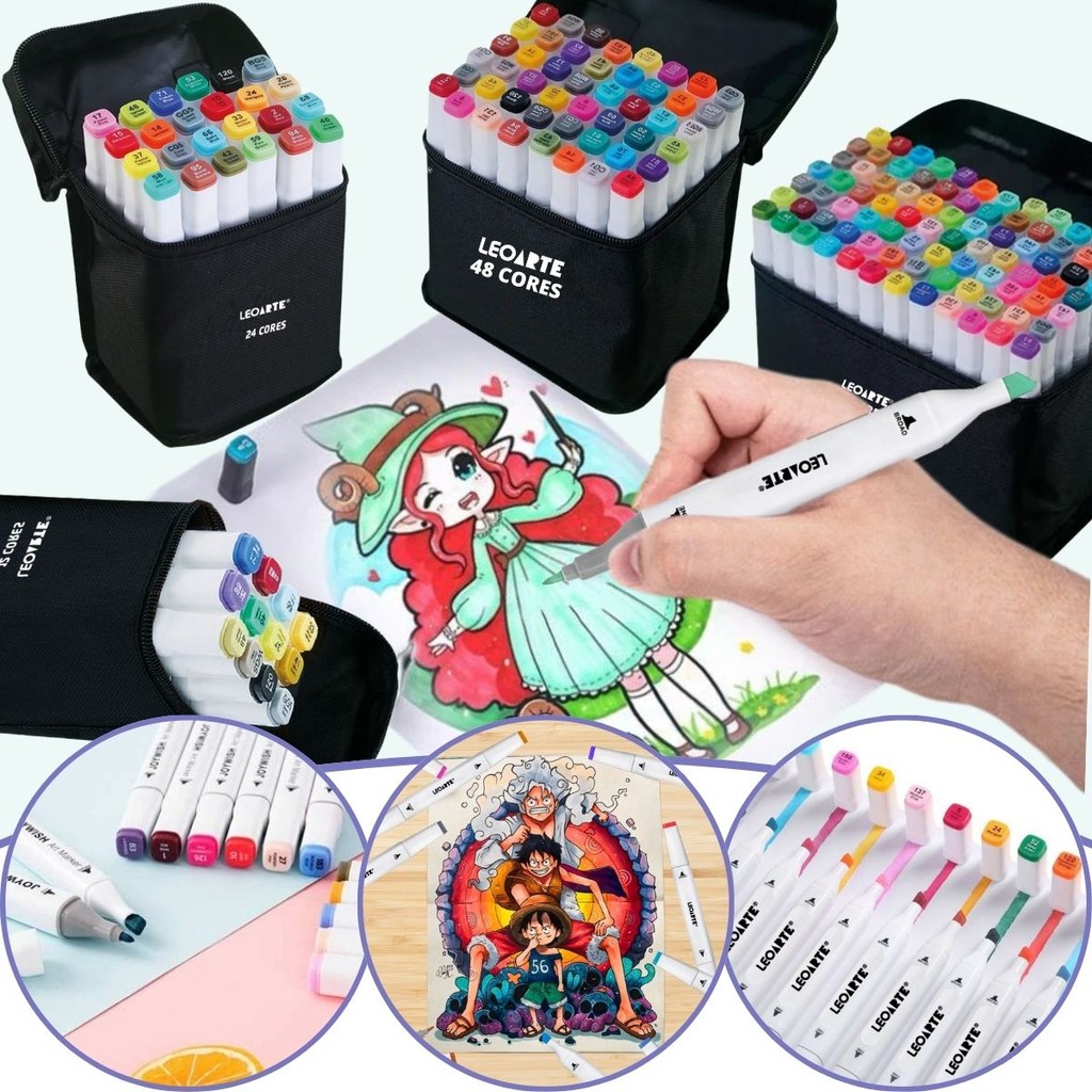 KIT 12/24/48/96 Estojo Caneta Marcadores TOUCH Ponta Dupla Dual Tip Boobie Goods