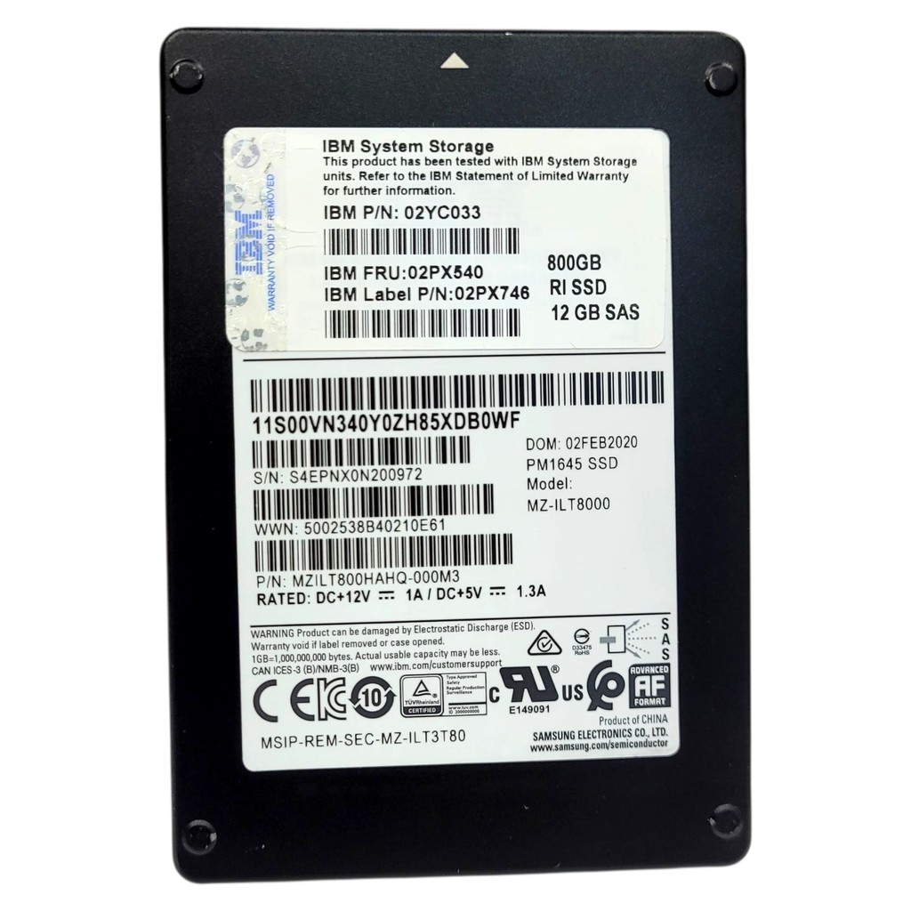 Ssd 800gb Ibm Sas 12gb/s 2.5 02px540 P/ V5000/v5000e/v5030e