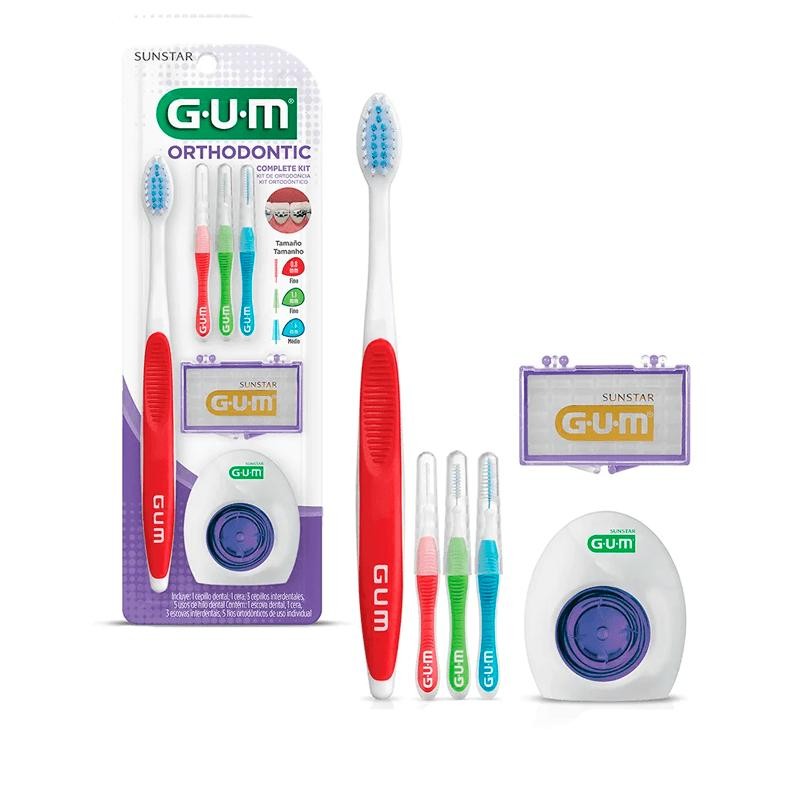Kit Orthodontic G.U.M 1 Escova Ortodôntica + 3 Escovas Interdentais + Cera De Proteção + Fios Ortodônticos em Oferta na Shopee