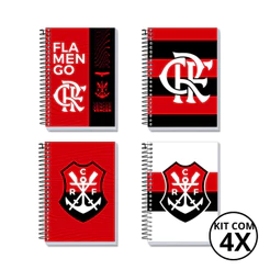 Kit 4 Cadernos 1 Matéria Universitário 80 Folhas Flamengo