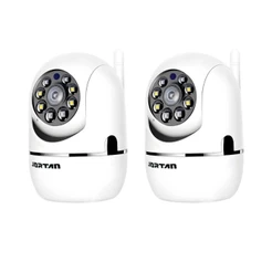 Kit 2 Câmera de Segurança PTZ Wi-fi Branco de Varredura Infravermelho Noturna - com App YOOSEE