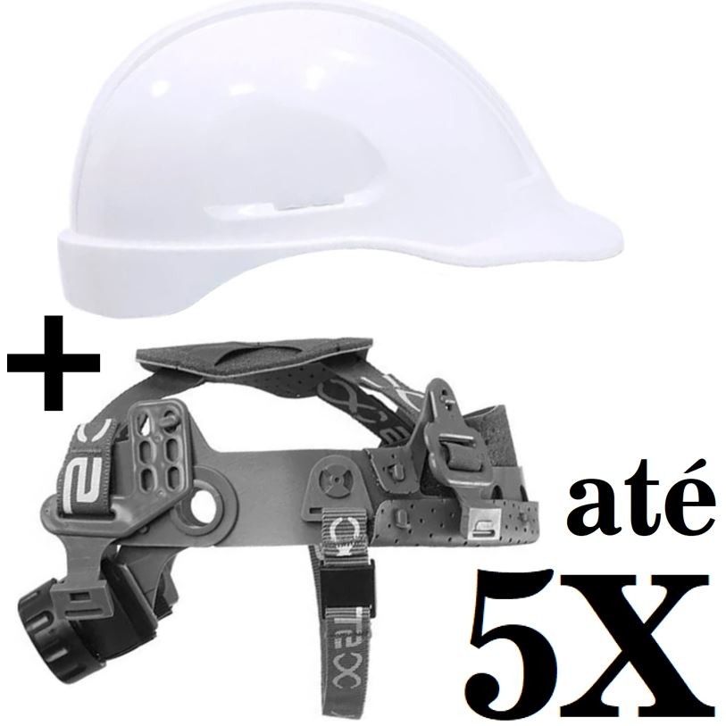 Até 5 Capacete TURTLE Branco com Suspensão e Jugular SteelFlex CA35983 - Trabalho em Altura, Espaço Confinado, Elétrica