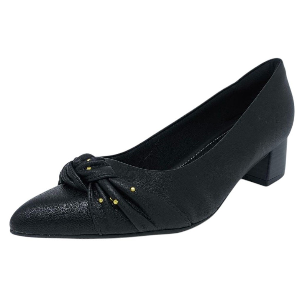 Sapato Feminino Salto Baixo Laço Detalhes Strass Piccadilly