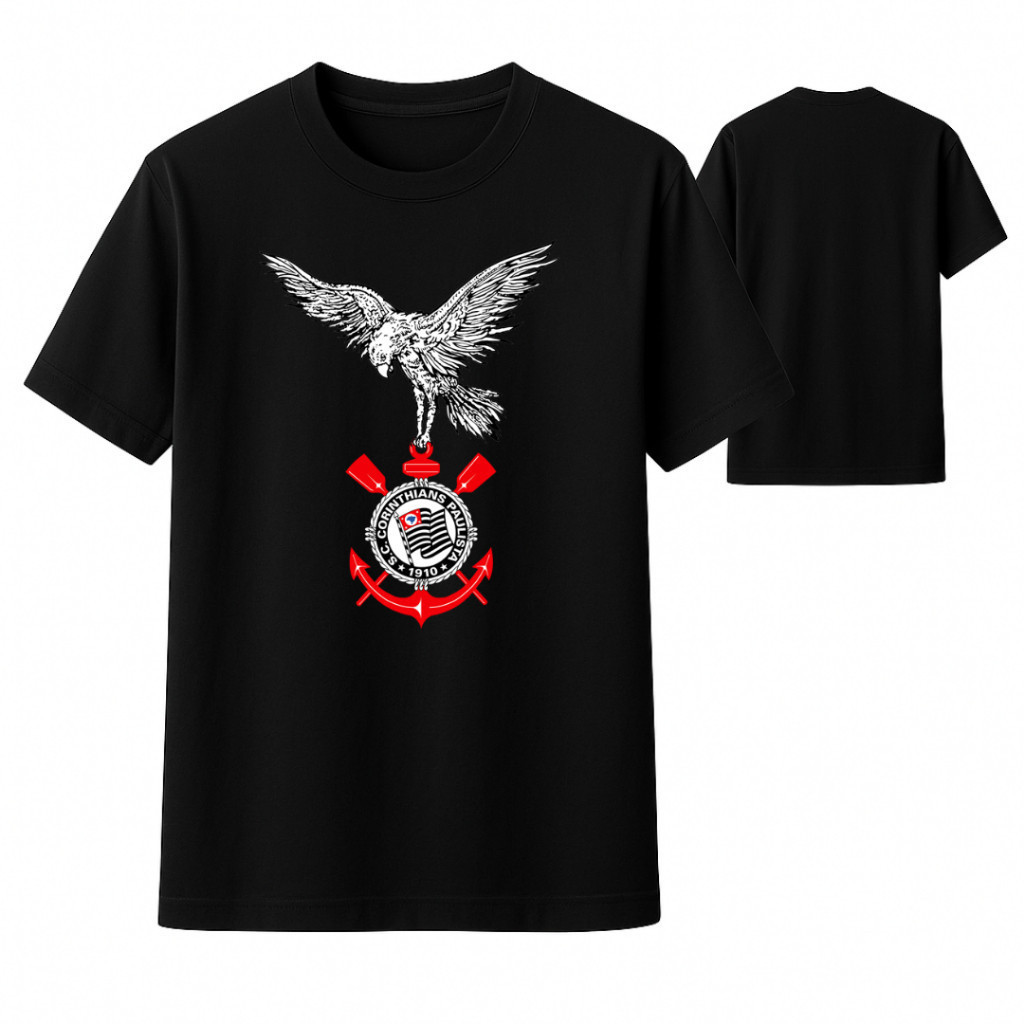 Camiseta Águia Corinthians Fiel Torcedor 100% Algodão Camiseta Futebol Torcedor