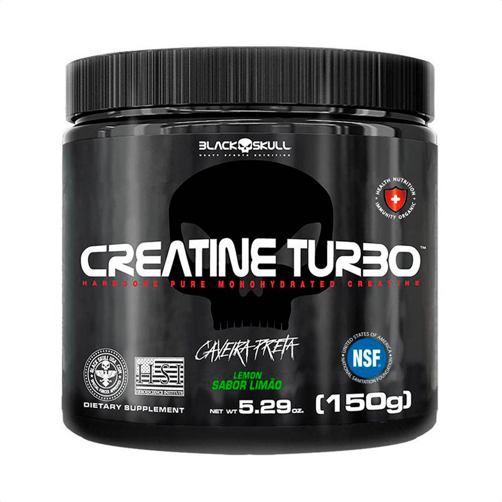 Creatina Turbo Black Skull Monohidratada 150g - Sabor Limão em Oferta na Shopee