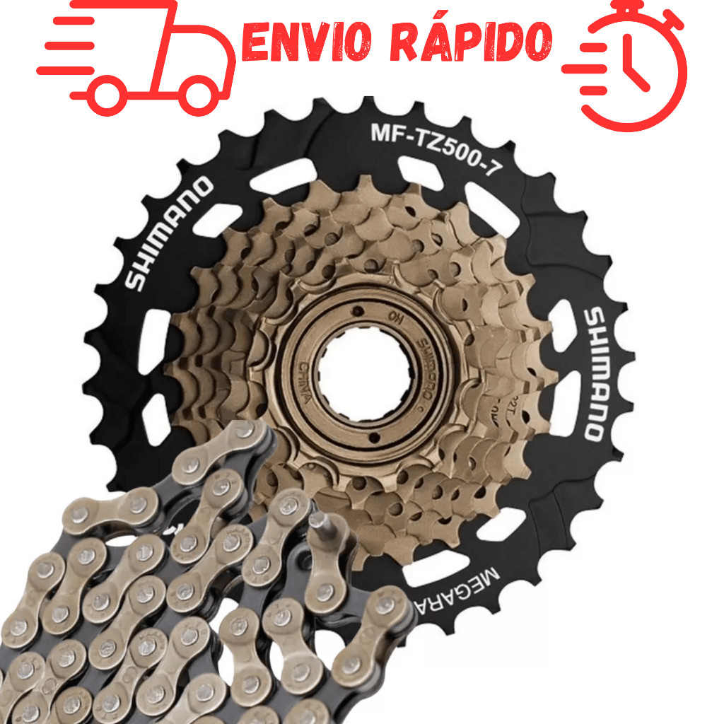 Catraca Roda Livre Shimano Tz500 7v 14-34d Rosca Megarange + Corrente fina Index em Oferta na Shopee