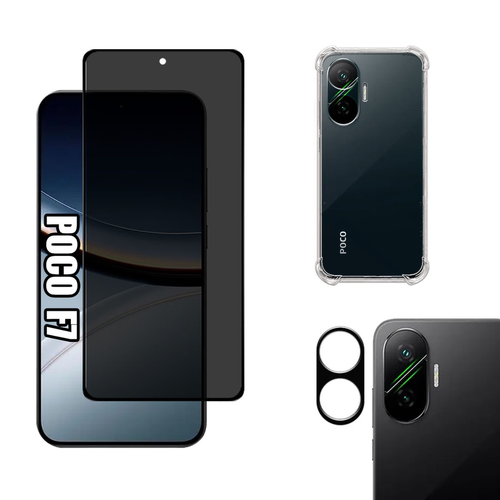 KIT Para Xiaomi Poco F7 - Película de Privacidade 3D - Capa - Câmera