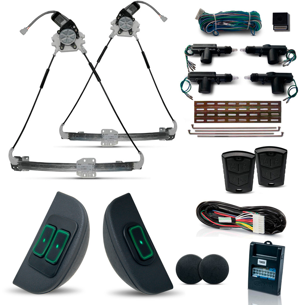 Kit Vidro Eletrico + Trava + Alarme Del Rey Corcel II Belina (81/) 2 Portas Sens Ultraled Verde