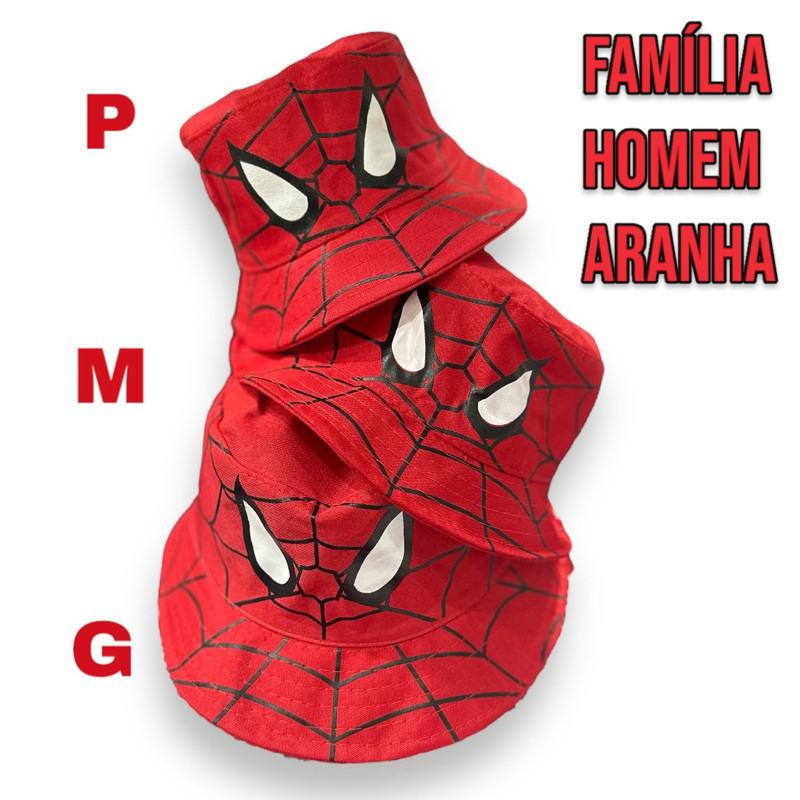 Chapéu Bucket  Homem Aranha ️ Baby P/ Infantil M / Juvenil G - Chapéu Cata Ovo Criança Personagem Praia Verão -mr