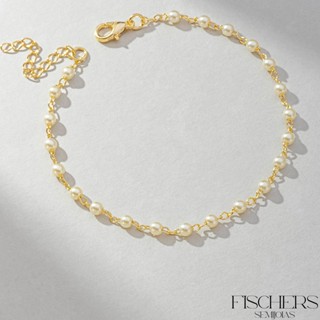 Pulseira de Pérolas Banhada a Ouro 18k Delicada Elegante Feminina - Fischer Semijoias em Oferta na Shopee