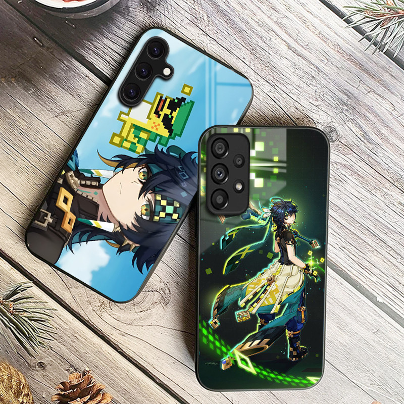 Genshin Impact Kinich 02 Capa De Telefone De Vidro Para Samsung Galaxy A14 A16 A30 A22 A32 A33 A15 A35 A42 A55 A56 4G A5