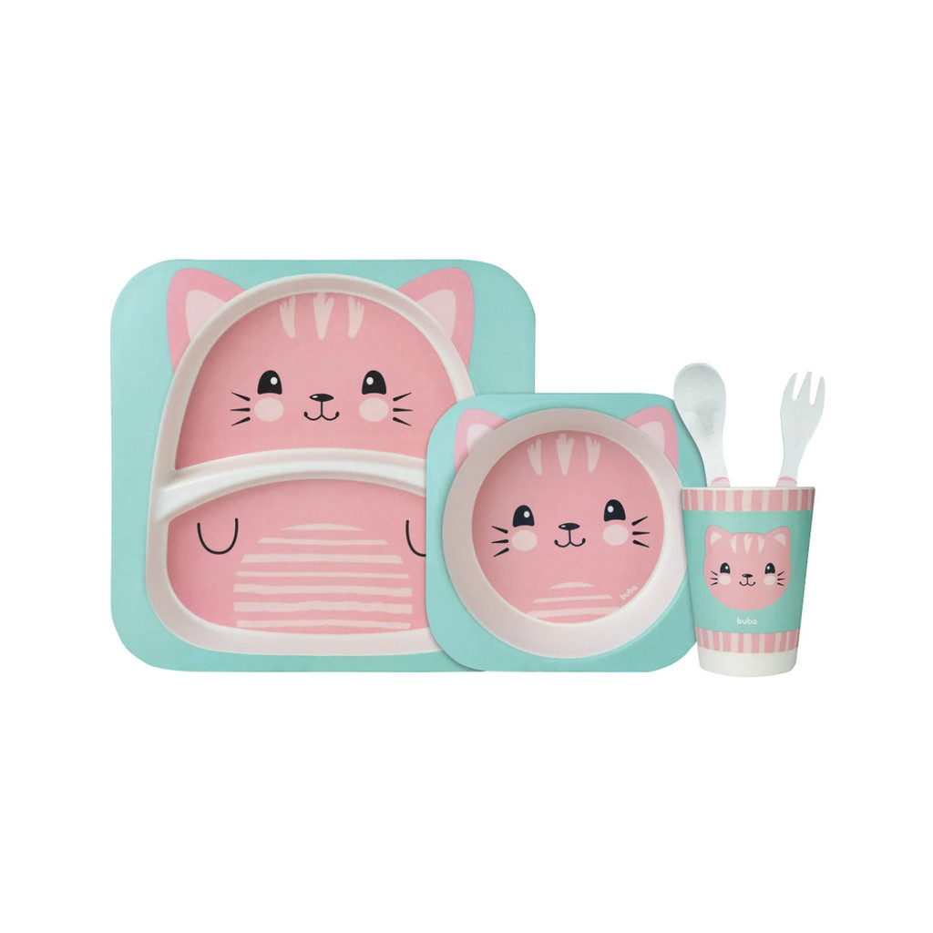 Kit Refeição Infantil Bambu Gatinho - Buba