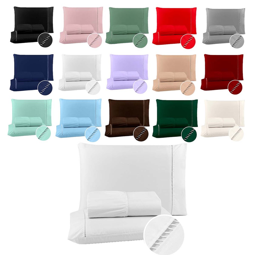 Jogo de Cama Micropercal Solteiro, Casal, Queen e King 400 Fios Jogo de Lençol Ponto Palito 3 Peças