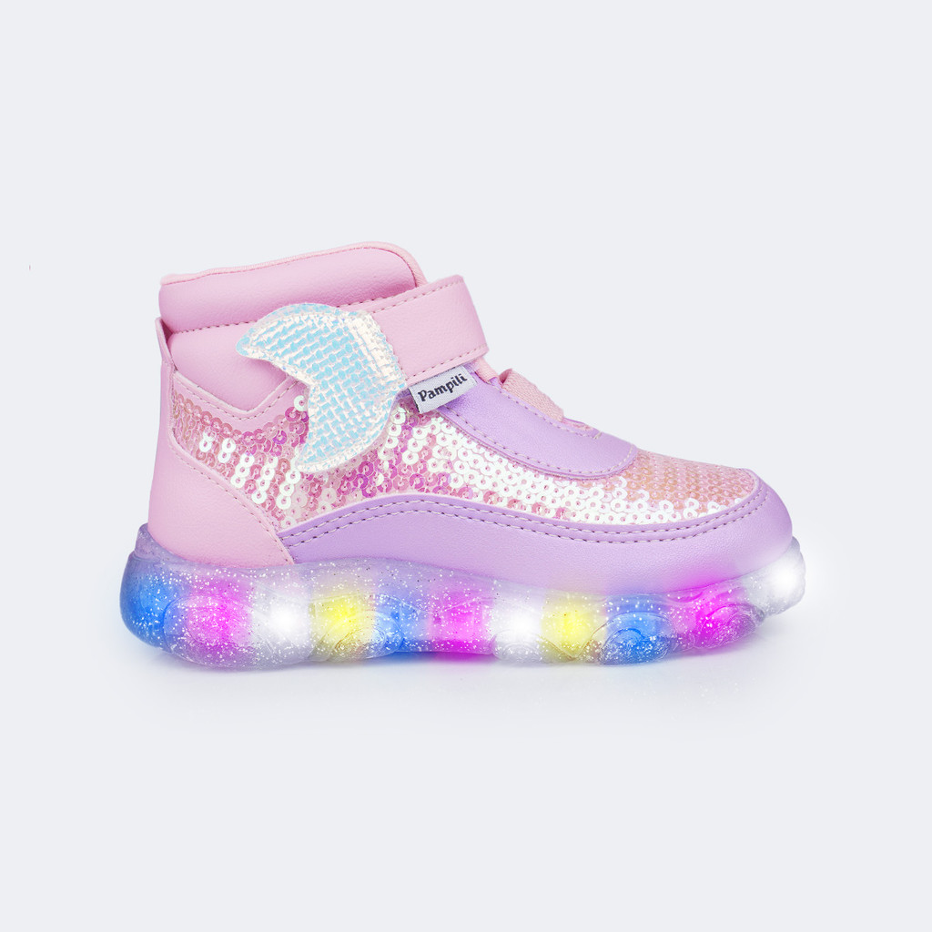 Tênis de Led Infantil Cano Alto Cauda de Sereia Pampili em Oferta na Shopee