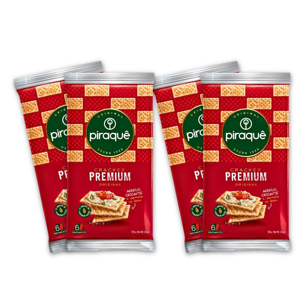Kit 4un  Biscoito Cracker 150G  Original Piraquê Premium em Oferta na Shopee